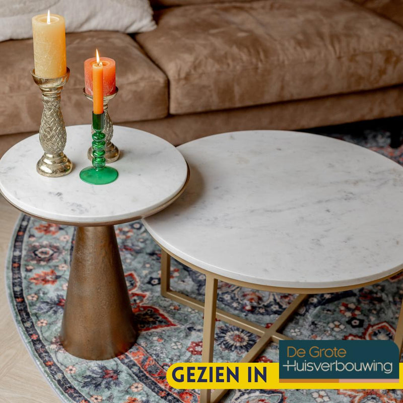 Bijzettafel Essy Groot Wit marmer 45 cm 45x45x50 cm-Bijzettafels-Starfurn