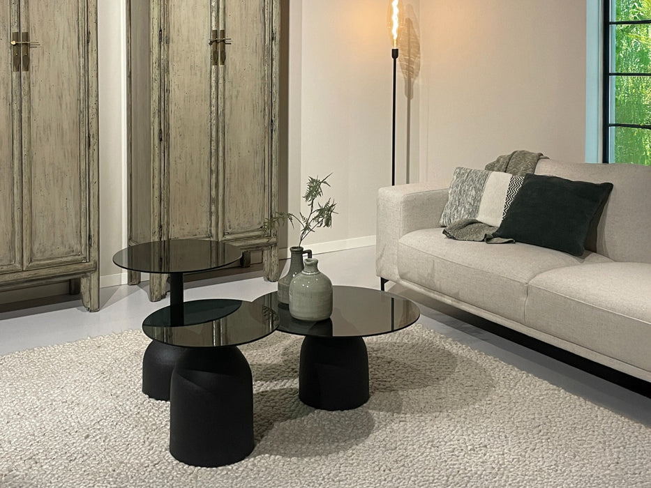 Bijzettafel Glas Zwart 50 cm-Bijzettafels-Brix