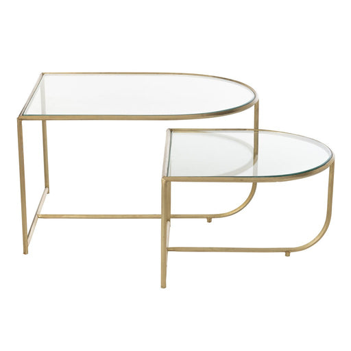 Bijzettafel Goud Glas 62x76 cm-Bijzettafels-J-Line