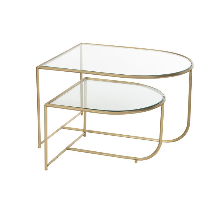 Bijzettafel Goud Glas 62x76 cm-Bijzettafels-J-Line