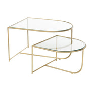 Bijzettafel Goud Glas 62x76 cm-Bijzettafels-J-Line