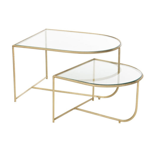 Bijzettafel Goud Glas 62x76 cm-Bijzettafels-J-Line