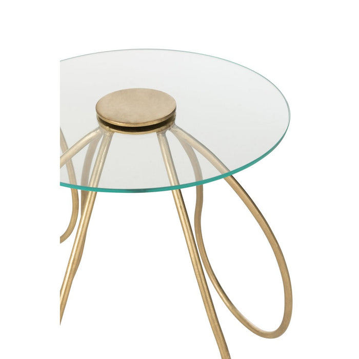 Bijzettafel Goud Glas Rond 45 cm 45x45x53 cm-Bijzettafels-J-Line