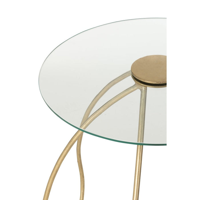 Bijzettafel Goud Glas Rond 45 cm 45x45x53 cm-Bijzettafels-J-Line