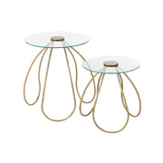 Bijzettafel Goud Glas Rond 45 cm 45x45x53 cm-Bijzettafels-J-Line