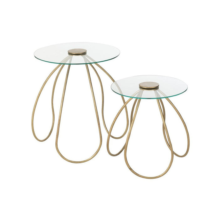 Bijzettafel Goud Glas Rond 45 cm 45x45x53 cm-Bijzettafels-J-Line