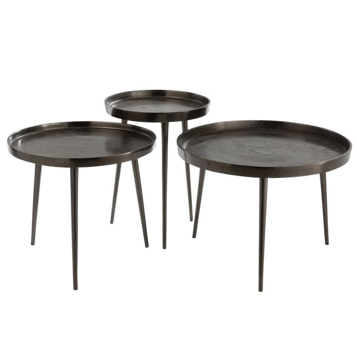 Bijzettafel Grijs Aluminium Rond 61 cm 61x61x54 cm-Bijzettafels-J-Line