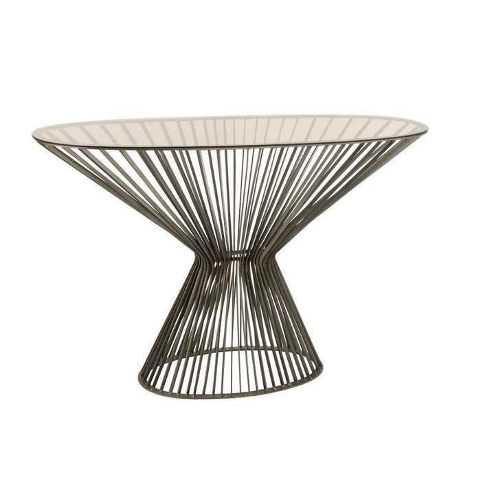 Bijzettafel Grijs Glas 37x121 cm-Bijzettafels-J-Line