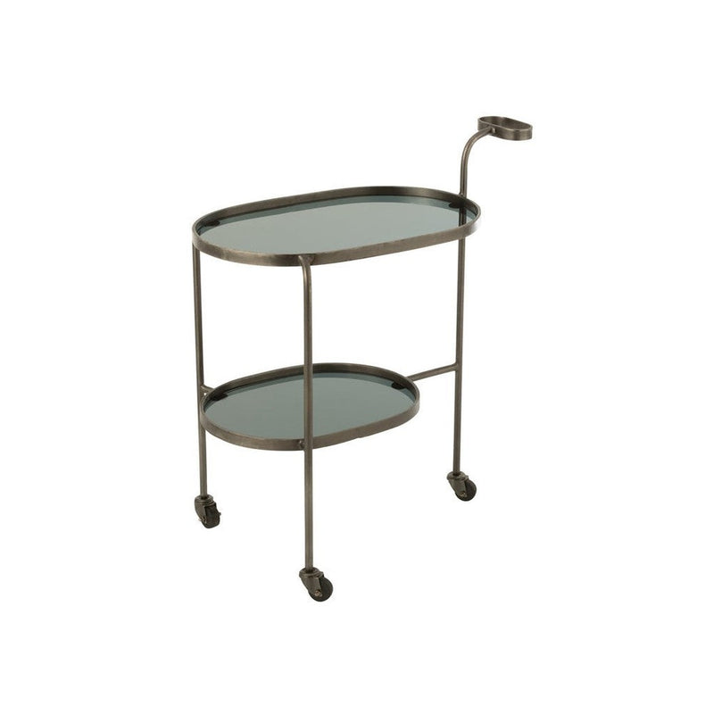 Bijzettafel Grijs Glas 42x74 cm-Bijzettafels-J-Line