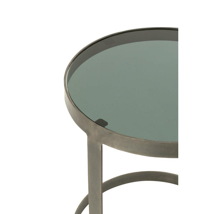 Bijzettafel Grijs Glas Rond 45 cm 45x45x54 cm-Bijzettafels-J-Line