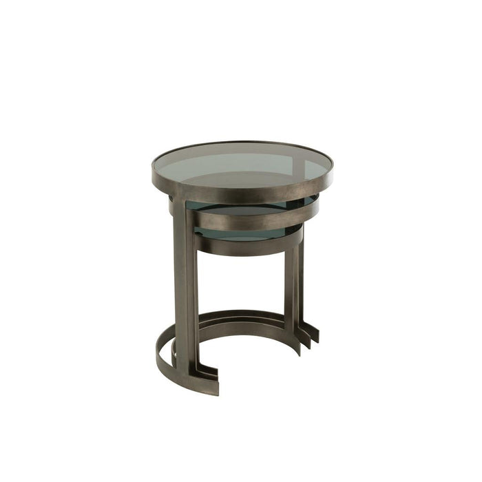 Bijzettafel Grijs Glas Rond 45 cm-Bijzettafels-J-Line