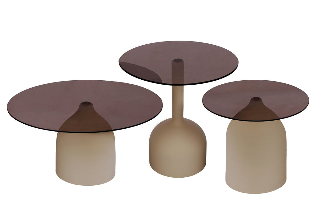 Bijzettafel Isa Glas Beige 70cm