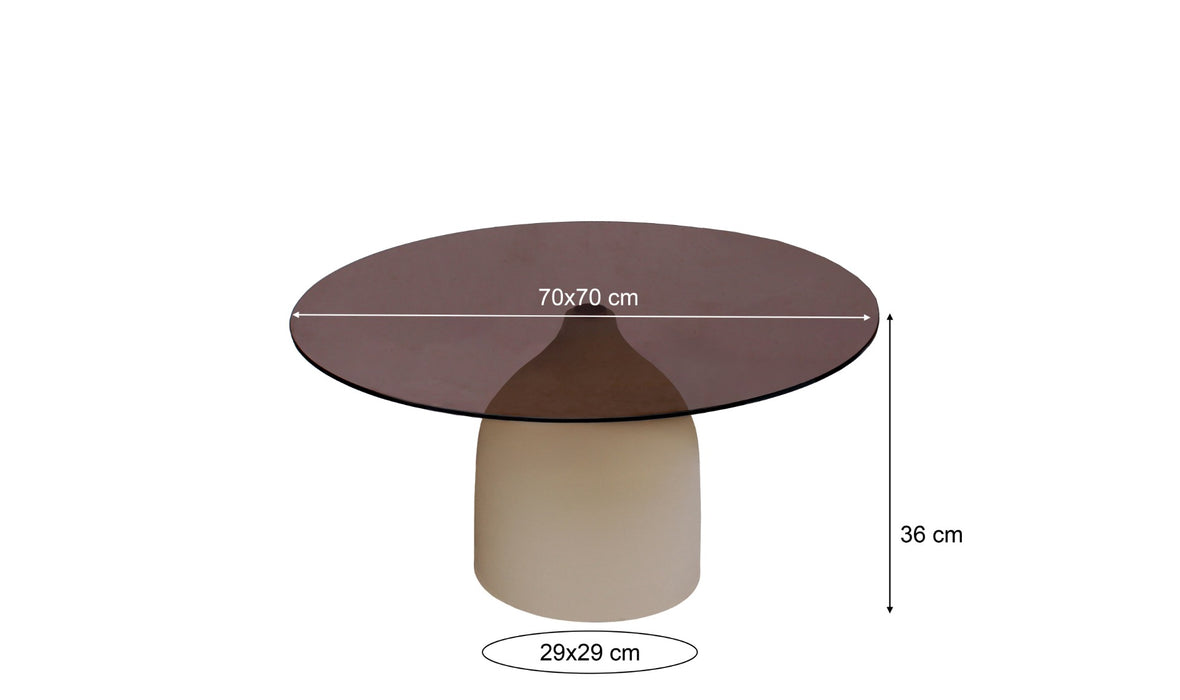 Bijzettafel Isa Glas Beige 70cm