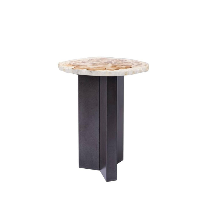 Bijzettafel Jisse Versteend Hout Beige 35x30 cm-Bijzettafels-PTMD
