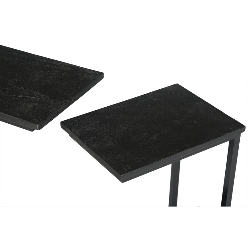 Bijzettafel Jordy Norris Mangohout Zwart 27x40 cm-Bijzettafels-Livingfurn