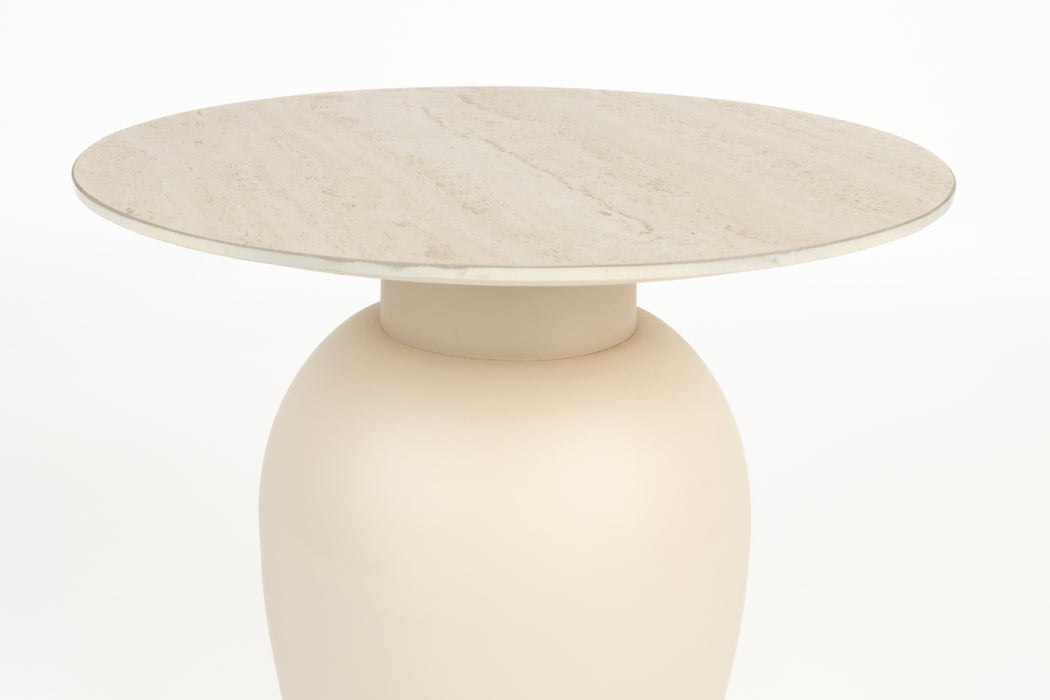 Bijzettafel Karula Low Ceramics Beige Ø50x42 cm-Bijzettafels-Creating Home