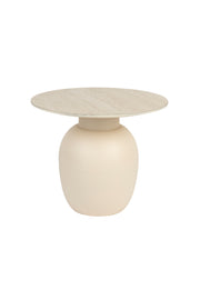 Bijzettafel Karula Low Ceramics Beige Ø50x42 cm-Bijzettafels-Creating Home