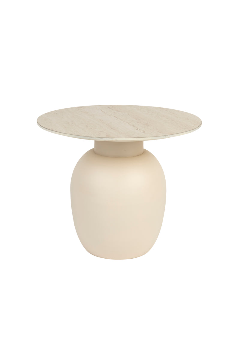 Bijzettafel Karula Low Ceramics Beige Ø50x42 cm-Bijzettafels-Creating Home