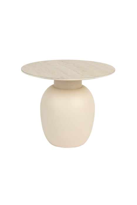 Bijzettafel Karula Low Ceramics Beige Ø50x42 cm-Bijzettafels-Creating Home