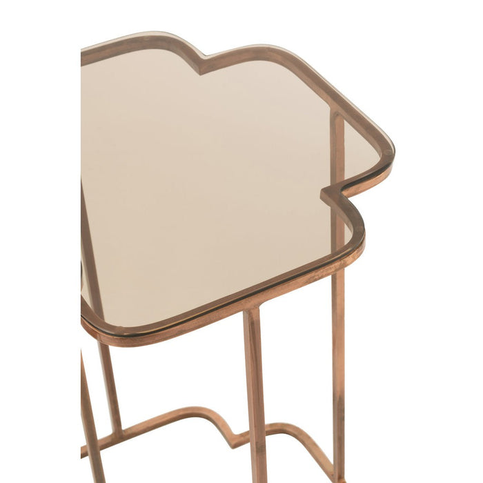 Bijzettafel Koper Glas 46 cm 46x46x61 cm-Bijzettafels-J-Line