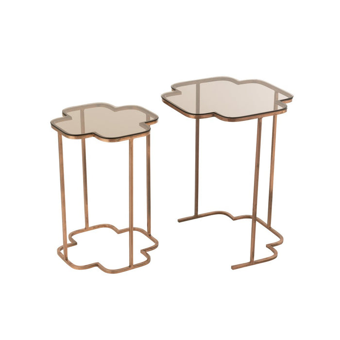 Bijzettafel Koper Glas 46 cm 46x46x61 cm-Bijzettafels-J-Line