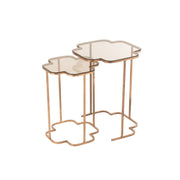 Bijzettafel Koper Glas 46 cm 46x46x61 cm-Bijzettafels-J-Line