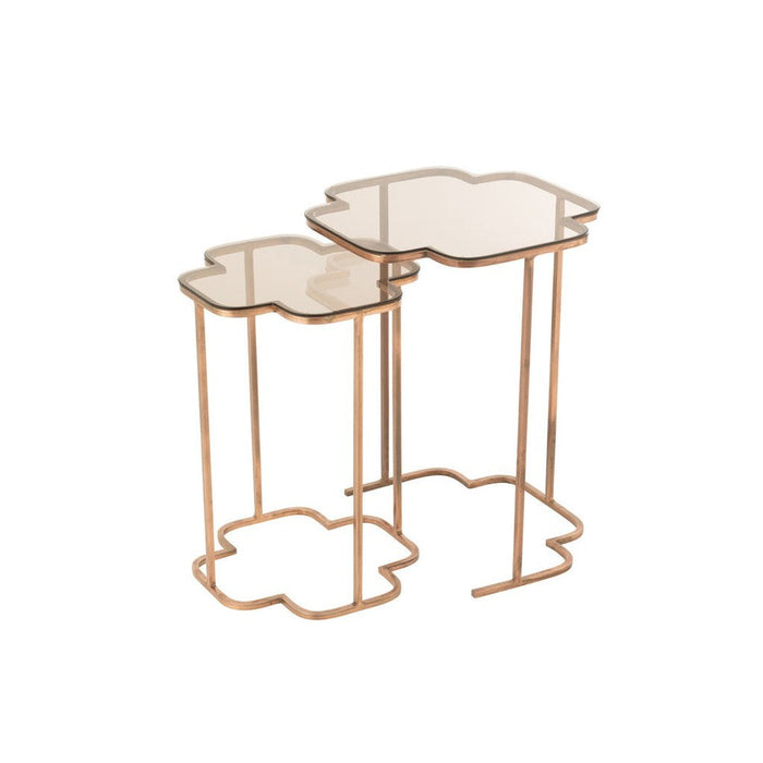 Bijzettafel Koper Glas 46 cm-Bijzettafels-J-Line