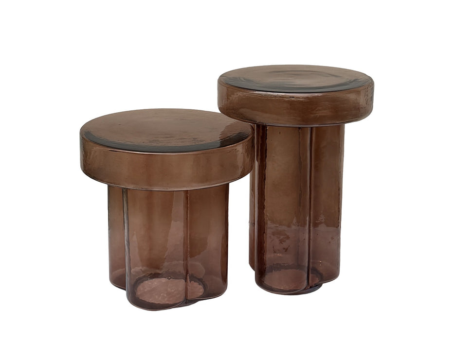 Bijzettafel Lio Glas Bruin 37cm