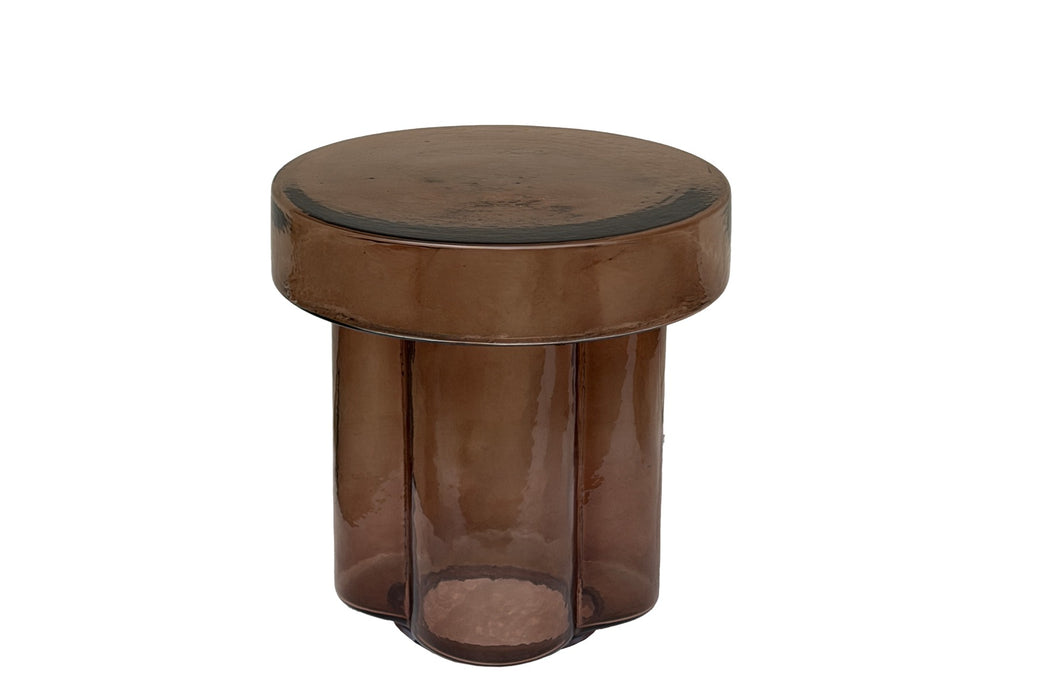 Bijzettafel Lio Glas Bruin 40cm