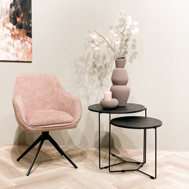 Bijzettafel Mason Mangohout Zwart 52 cm 52x52x53 cm-Bijzettafels-Livingfurn