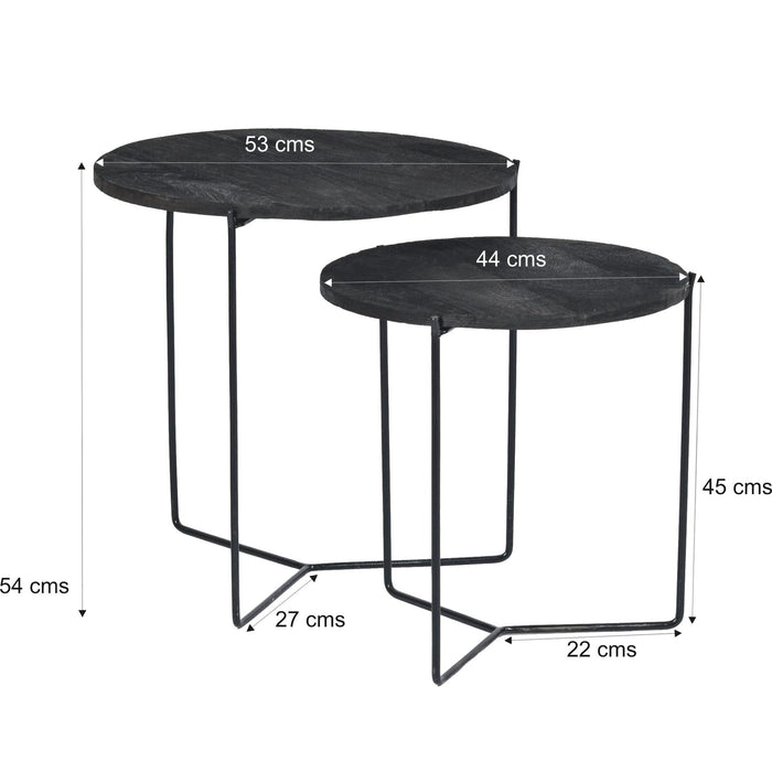 Bijzettafel Mason Mangohout Zwart 52 cm 52x52x53 cm-Bijzettafels-Livingfurn