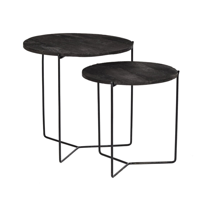 Bijzettafel Mason Mangohout Zwart 52 cm 52x52x53 cm-Bijzettafels-Livingfurn