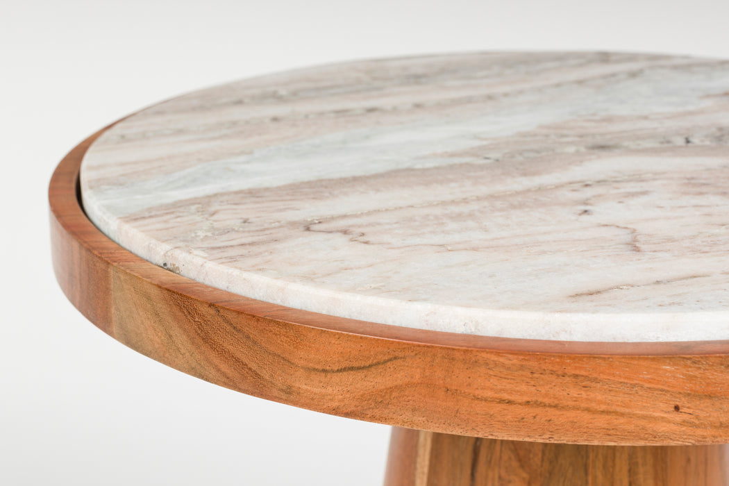 Bijzettafel Mees Marble Naturel Ø40x50 cm-Bijzettafels-Creating Home