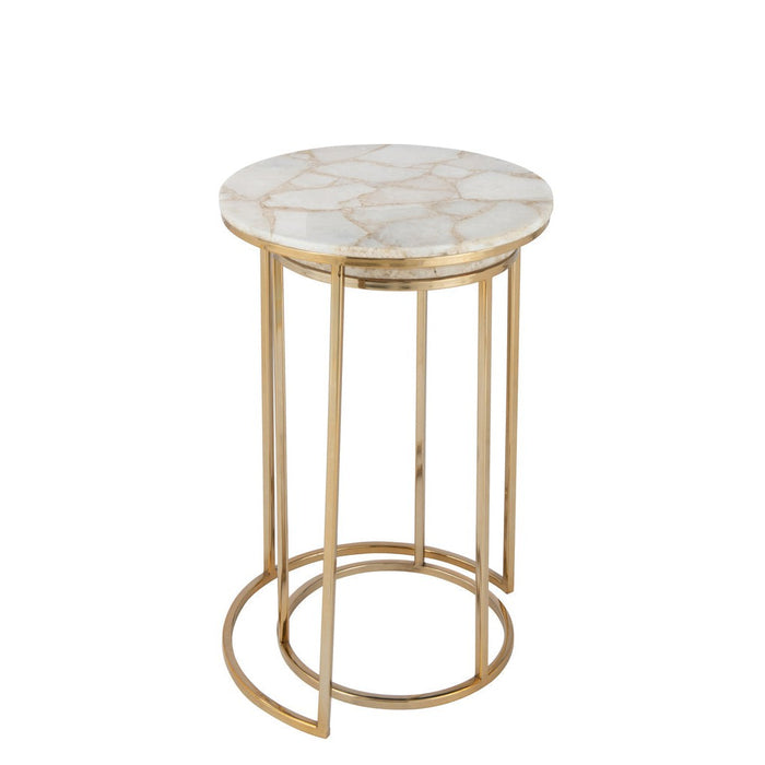 Bijzettafel Mix Staal 36 cm Staal,stone 35.5x35.5x61 cm 35983-Bijzettafels-J-Line