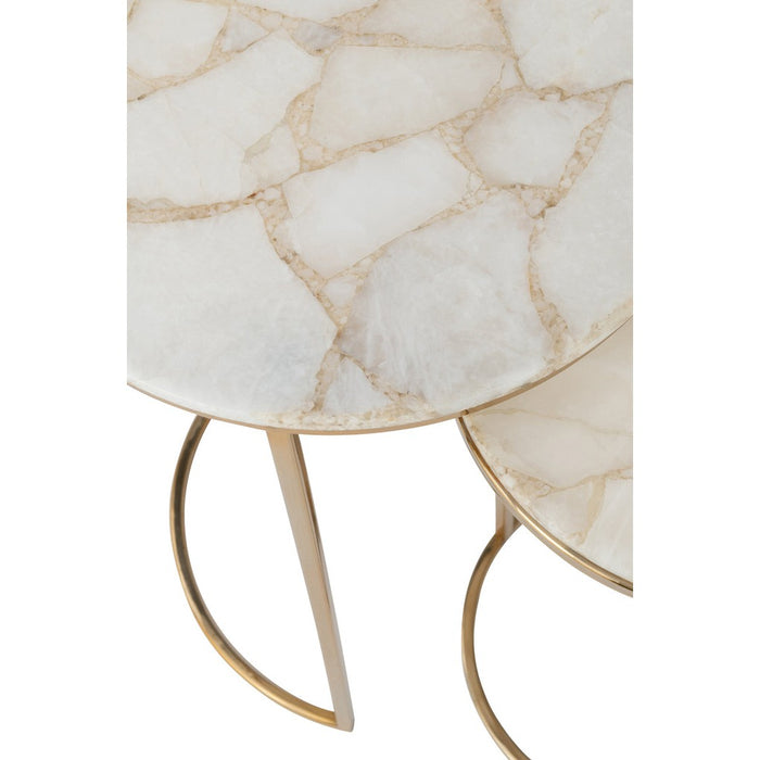 Bijzettafel Mix Staal 36 cm Staal,stone 35.5x35.5x61 cm 35983-Bijzettafels-J-Line
