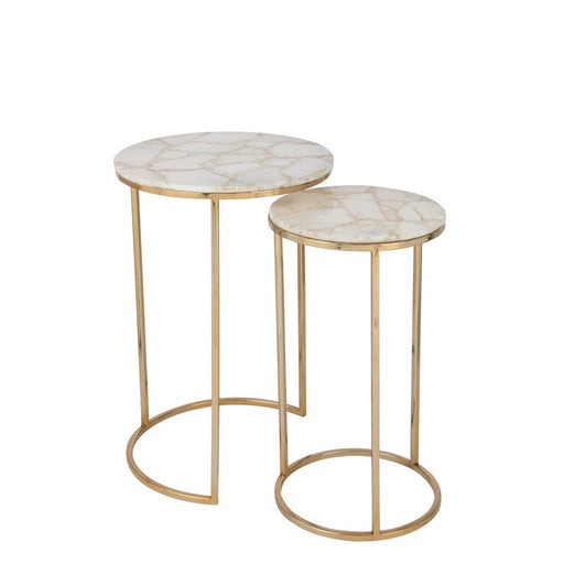 Bijzettafel Mix Staal 36 cm Staal,stone 35.5x35.5x61 cm 35983-Bijzettafels-J-Line