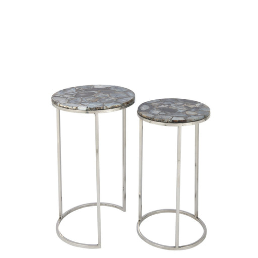 Bijzettafel Mix Staal 36 cm Staal,stone 35.5x35.5x61 cm 35984-Bijzettafels-J-Line