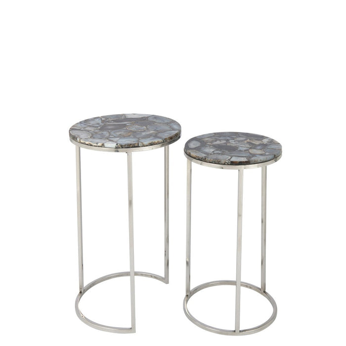 Bijzettafel Mix Staal 36 cm Staal,stone 35.5x35.5x61 cm 35984-Bijzettafels-J-Line