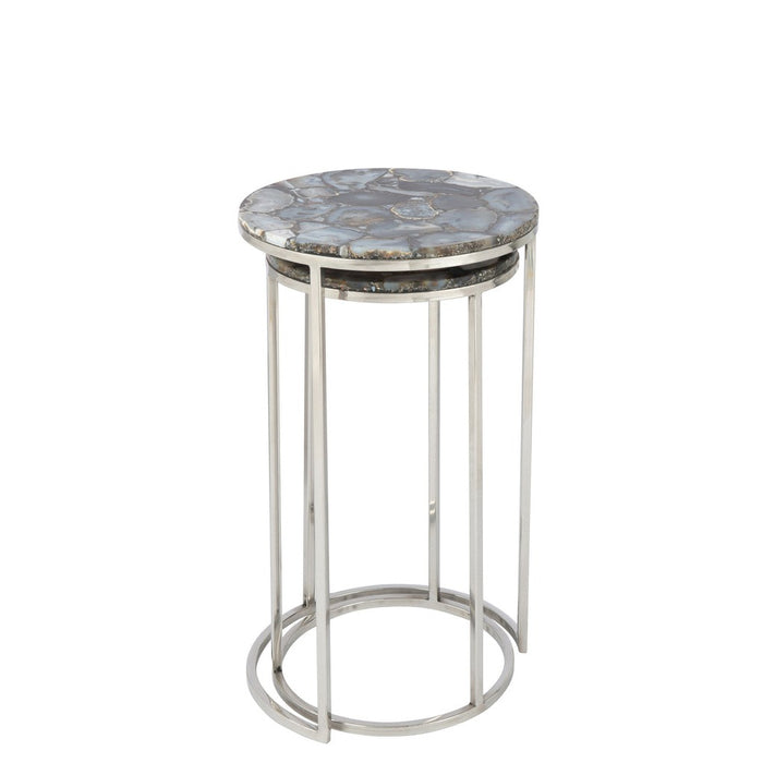 Bijzettafel Mix Staal 36 cm Staal,stone 35.5x35.5x61 cm 35984-Bijzettafels-J-Line