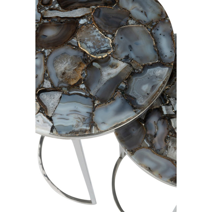 Bijzettafel Mix Staal 36 cm Staal,stone 35.5x35.5x61 cm 35984-Bijzettafels-J-Line
