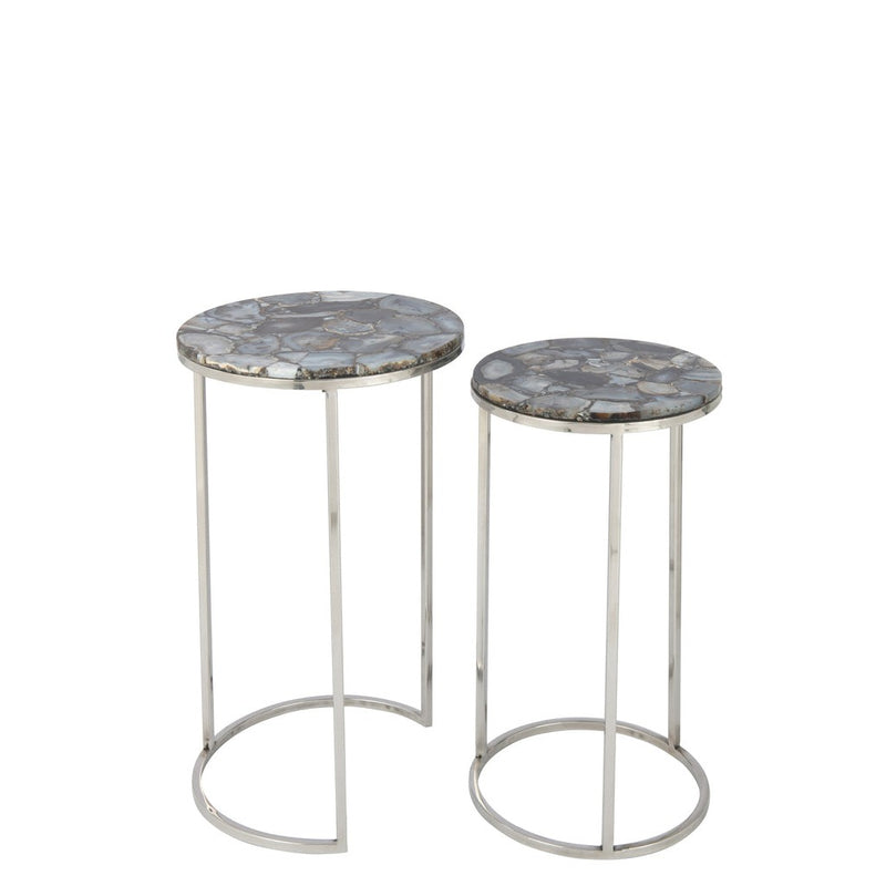 Bijzettafel Mix Staal 36 cm Staal,stone 35.5x35.5x61 cm 35984-Bijzettafels-J-Line