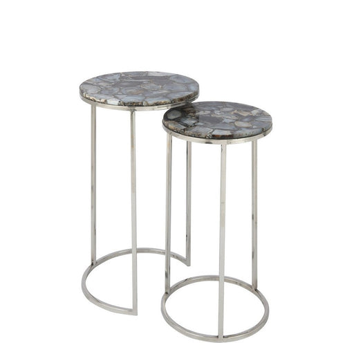 Bijzettafel Mix Staal 36 cm Staal,stone 35.5x35.5x61 cm 35984-Bijzettafels-J-Line