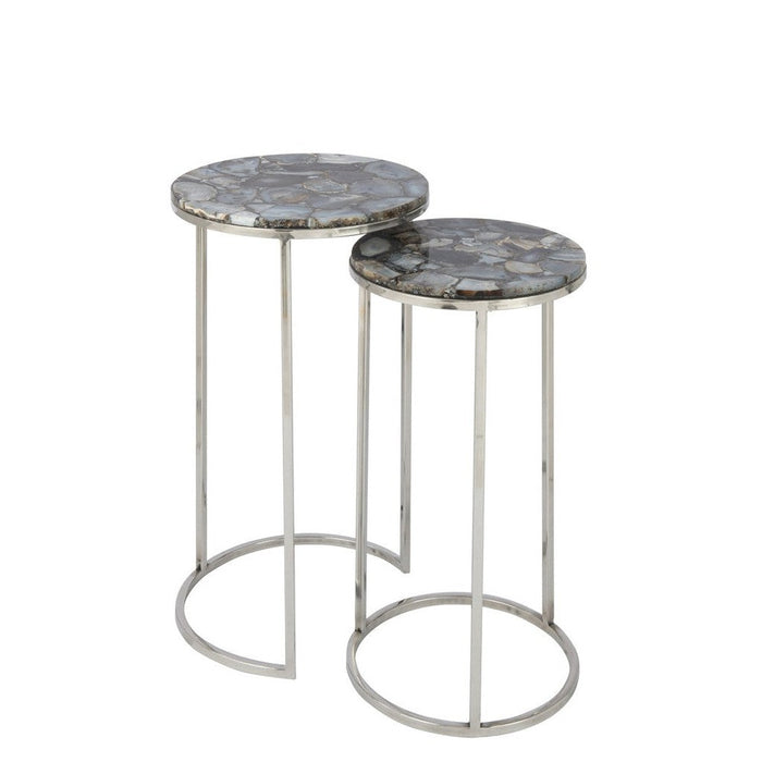 Bijzettafel Mix Staal 36 cm Staal,stone 35.5x35.5x61 cm 35984-Bijzettafels-J-Line
