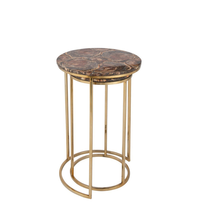 Bijzettafel Mix Stone 36 cm 35.5x35.5x61 cm-Bijzettafels-J-Line