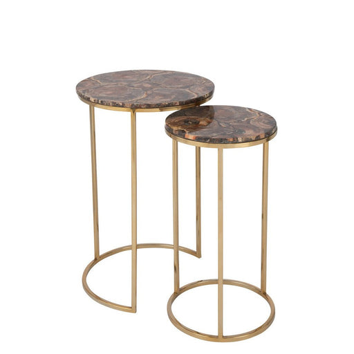 Bijzettafel Mix Stone 36 cm 35.5x35.5x61 cm-Bijzettafels-J-Line