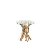 Bijzettafel Naturel Glas 50 cm 50x50x53 cm-Bijzettafels-J-Line