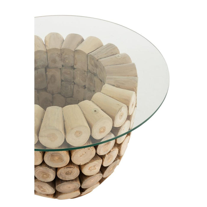 Bijzettafel Naturel Glas 70 cm-Bijzettafels-J-Line