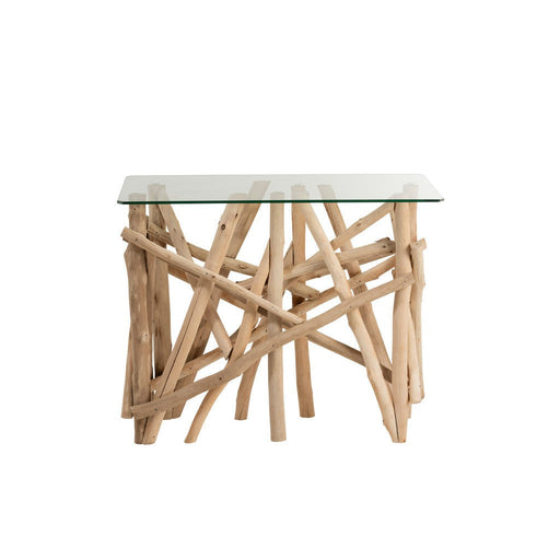 Bijzettafel Naturel Glas Rechthoekig 47x97 cm-Bijzettafels-J-Line