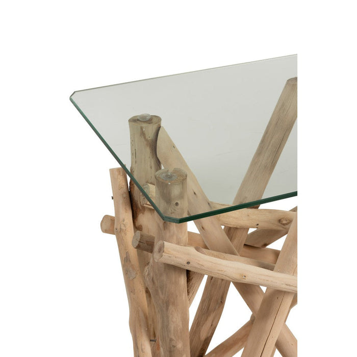 Bijzettafel Naturel Glas Rechthoekig 47x97 cm-Bijzettafels-J-Line