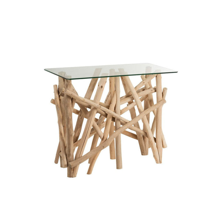 Bijzettafel Naturel Glas Rechthoekig 47x97 cm-Bijzettafels-J-Line